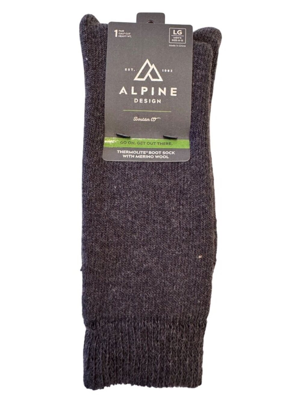 Alpine Design Men's Large 8-12 Gray Merino Calf Cut Heavy Weight $12 NW
